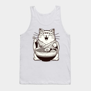 Retro Japanese Kawaii Anime Ramen Cat Tank Top